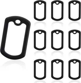 10 Pack Dog Tag Silicone Silencer Military Silicone Engraved Dogs Pet Collar ID Tag Case Black Army Rubbers Tags Silencers Protect Cover 1.96  1.18 Inches for Reduce Dogtag Noise