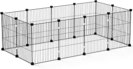 12-Panel Small Animal Playpen - Durable Metal Wire Pet Enclosure for Guinea Pigs, Rabbits, Hamsters, Bunnies - Indoor & Outdoor Portable Cage
