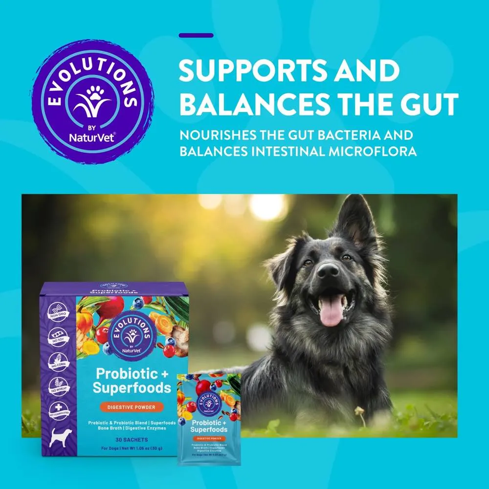 15% OFF: NaturVet Evolutions Probiotic   Superfoods Supplement Powder For Dogs 30pc