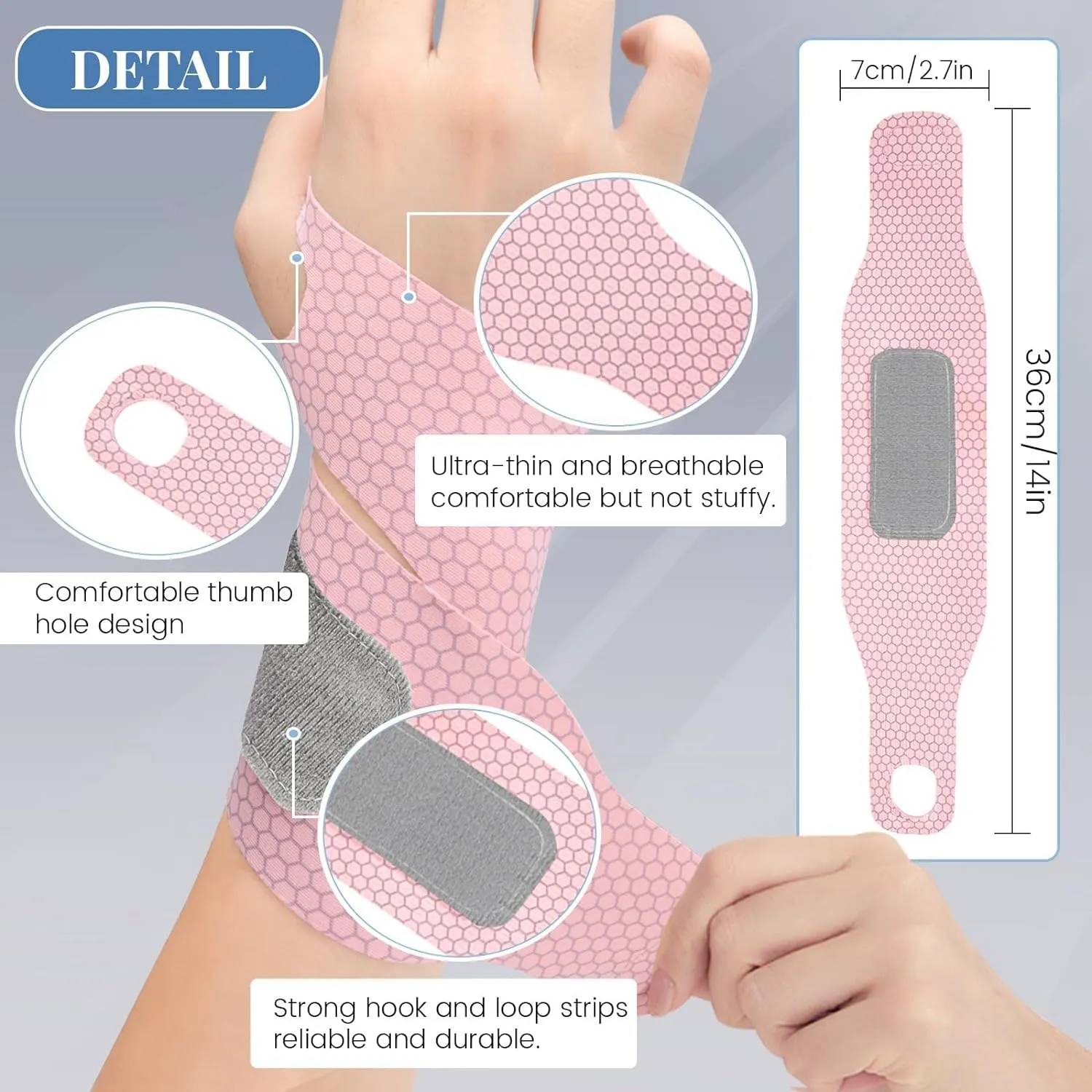 1pc Ultra Thin Wrist Brace Sport Slim Carpal Tunnel Support For Men And Women Adjustable Lightweight Breathable Wrist Protector(Order A Size Up) (Pink)