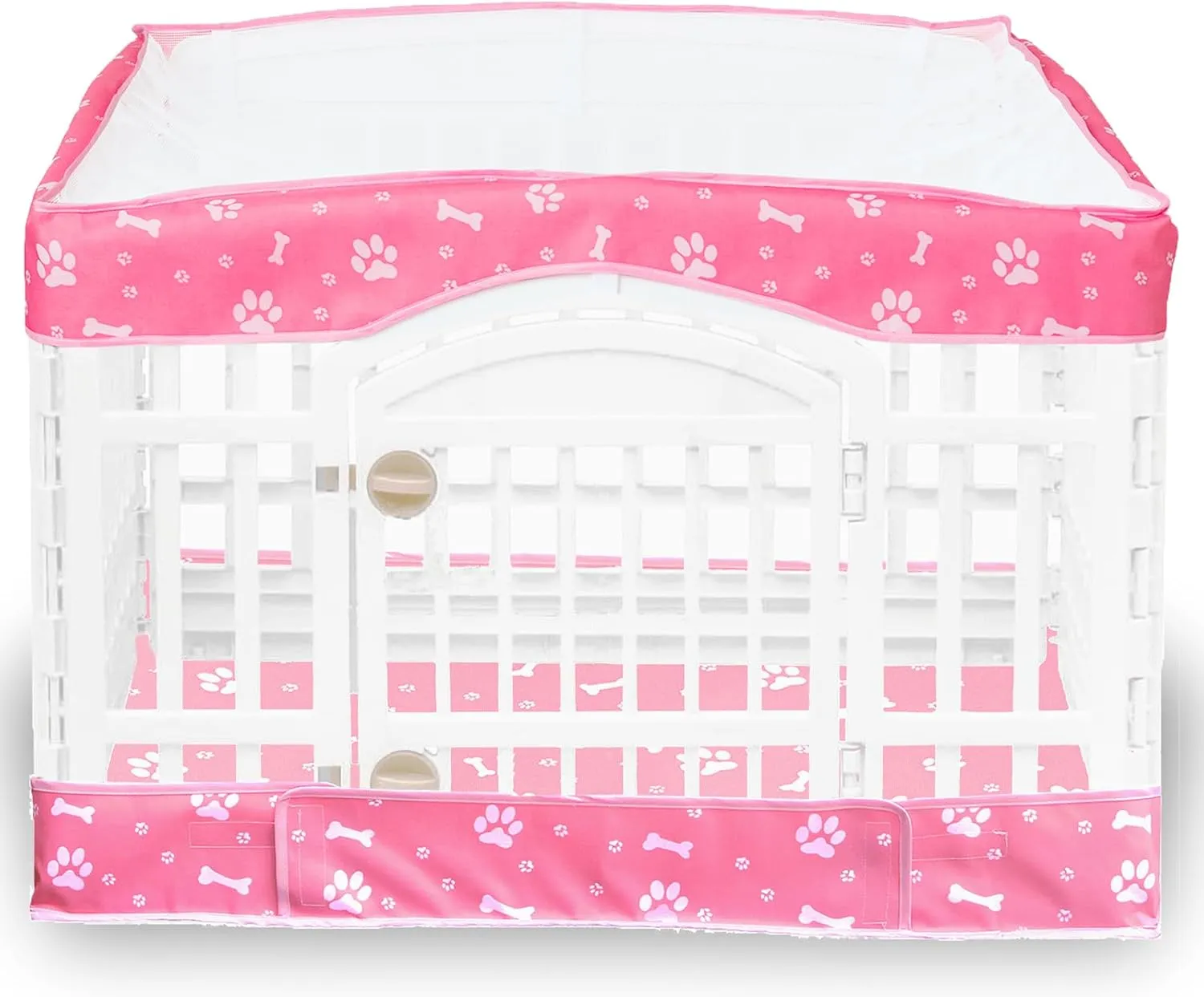 2 Pack Dog Playpen Cover and Bottom Pad Fits for 36 Inch 4 Panels Pet Playpen, Dog Crate Pad Puppy Play Pen Cover, Hoop and Loop Design (Note: Playpen Not Included). -Pink