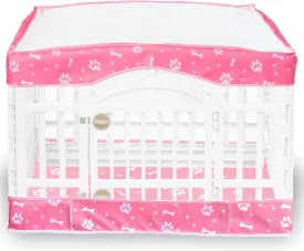2 Pack Dog Playpen Cover and Bottom Pad Fits for 36 Inch 4 Panels Pet Playpen, Dog Crate Pad Puppy Play Pen Cover, Hoop and Loop Design (Note: Playpen Not Included). -Pink