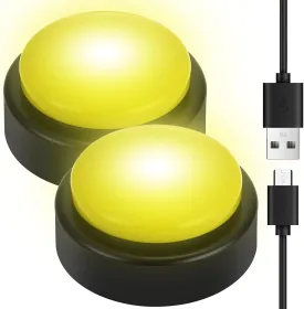 2 Pack USB Recordable Button 240 Seconds Recordable Dance Party Music Button with Light Make Your Own Music Dance by Uploading Audio Files for Craft Hobbyists, USB Data Line Included