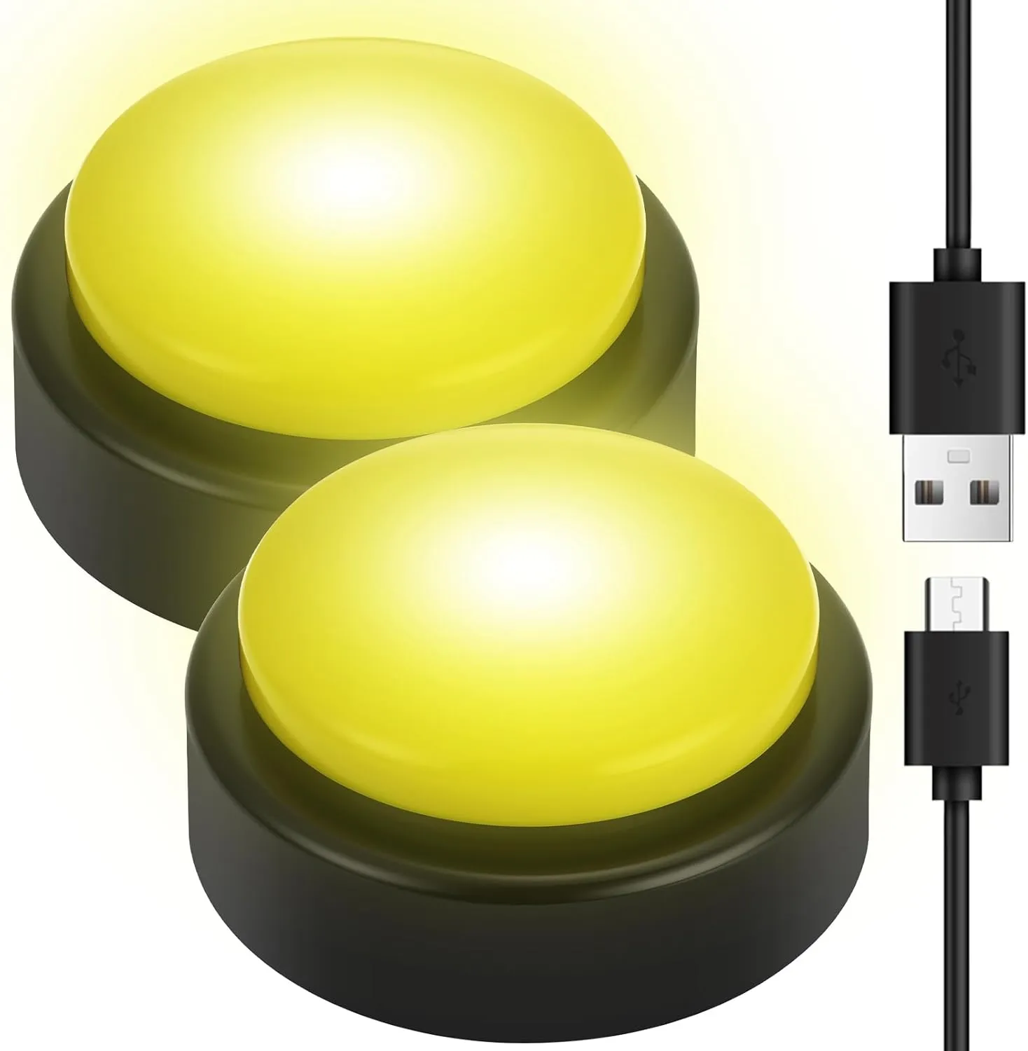 2 Pack USB Recordable Button 240 Seconds Recordable Dance Party Music Button with Light Make Your Own Music Dance by Uploading Audio Files for Craft Hobbyists, USB Data Line Included