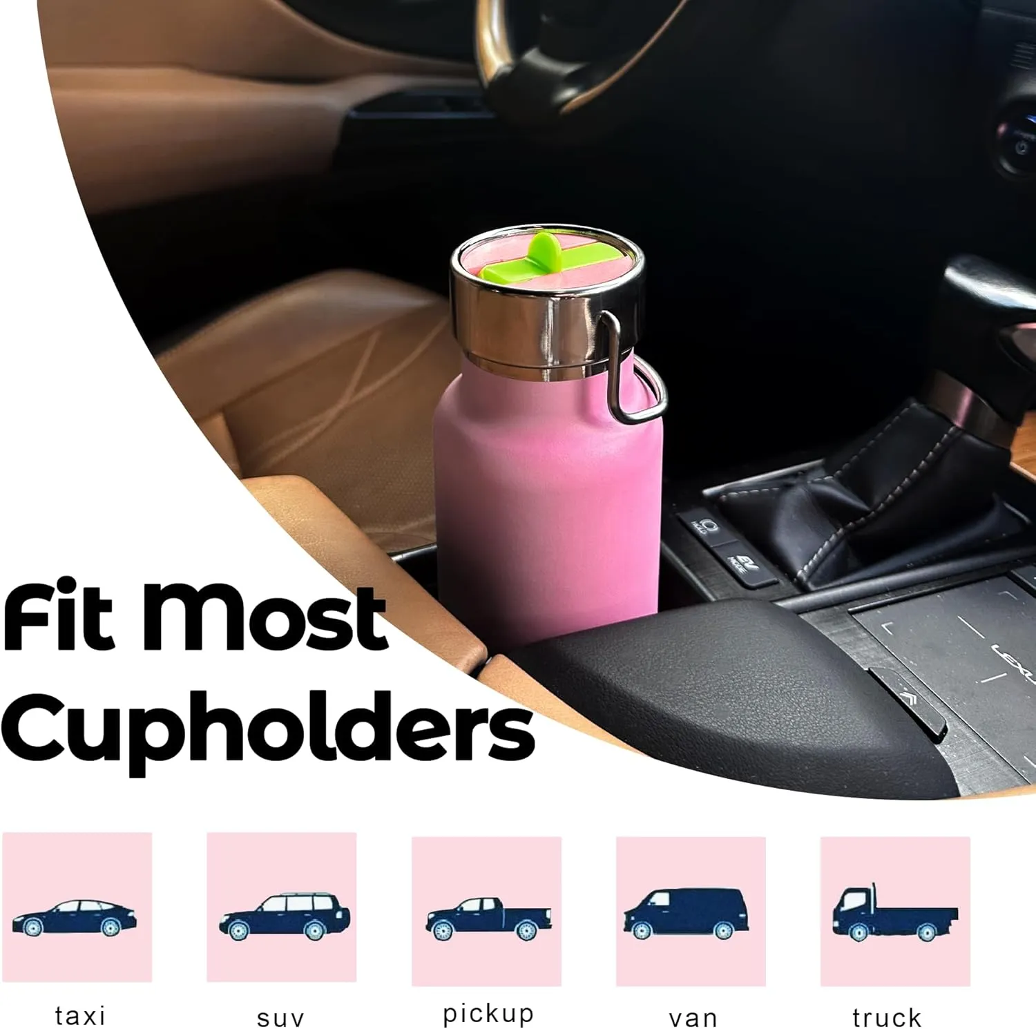24 oz Insulated Slim Water Bottle with Flip Straw and Handle, Stainless Steel Water Bottles, Fits Car CupHolder, 100% Leak Proof, Keeps Drink Cold Up to 24 Hours, Sports/Gift (Flamingo Pink)