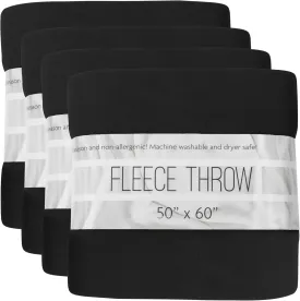 (24 Pack) Bulk Fleece Throw Blankets for Wedding Favors, Homeless Women, Men, Homes, Bed, Sofa, Couch, Office, Pet Blankets, Travel | Soft Warm Lightweight Throw Blankets in Bulk (Black)