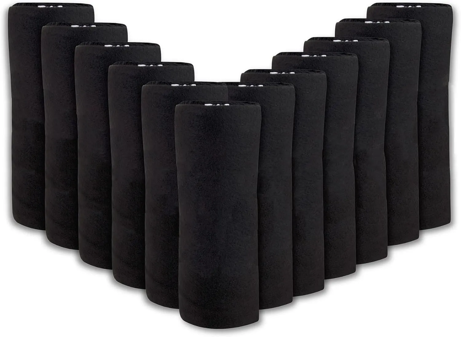 (24 Pack) Bulk Fleece Throw Blankets for Wedding Favors, Homeless Women, Men, Homes, Bed, Sofa, Couch, Office, Pet Blankets, Travel | Soft Warm Lightweight Throw Blankets in Bulk (Black)