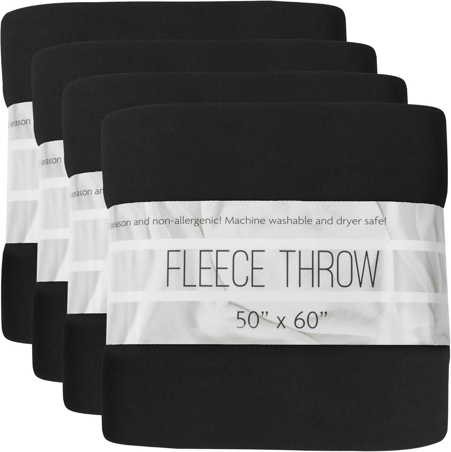 (24 Pack) Bulk Fleece Throw Blankets for Wedding Favors, Homeless Women, Men, Homes, Bed, Sofa, Couch, Office, Pet Blankets, Travel | Soft Warm Lightweight Throw Blankets in Bulk (Black)