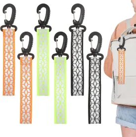 6 Pcs Reflective Straps, Reflective Backpack Tags Glow in the Dark Keychain Safety Keychain Reflective Backpack Pendants Reflective Gear for Clothes Dog Collar Cycling Walking Running