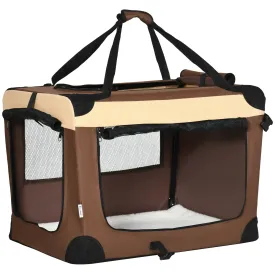 70cm Foldable Pet Carrier, with Cushion, for Small Dogs and Cats - Brown