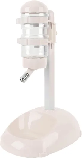 Asixxsix Pet Standing Water Dispenser, Height Adjustable Automatic Water Feeder Food Feeder Bowl, 500ml Dog Water Bottle Dispenser, Dog Cat Feeding Water Bowl Set (Beige)