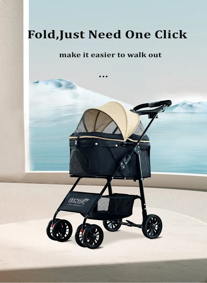 BNDC 102 Pram & Stroller For Dogs & Cats (Khaki)