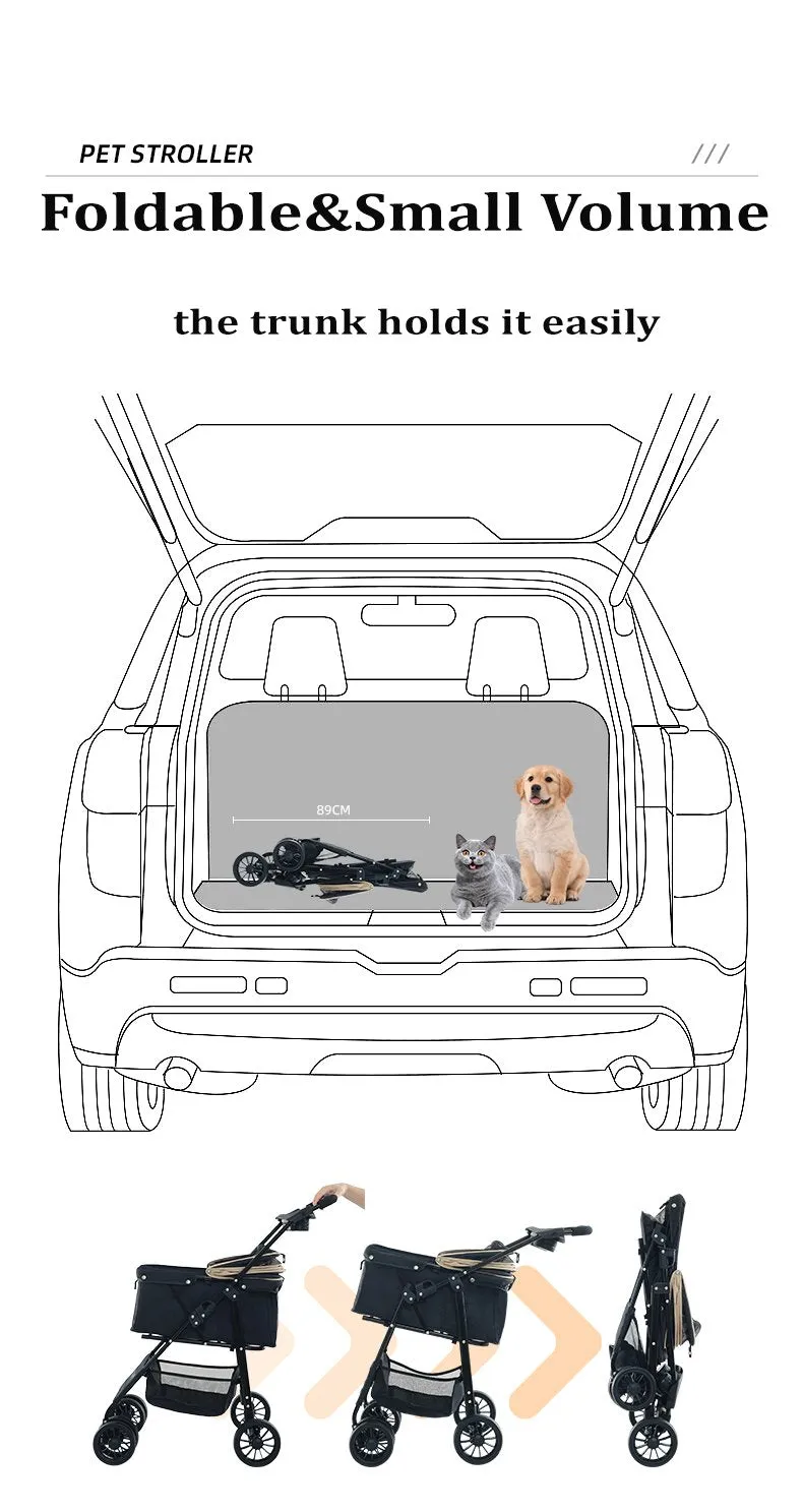 BNDC 102 Pram & Stroller For Dogs & Cats (Khaki)