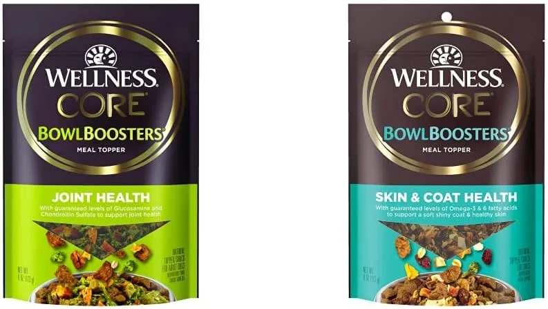 Bundle of Wellness CORE Bowl Boosters Joint Health & Skin & Caot Dog Food Topper, 4 Ounce Bag