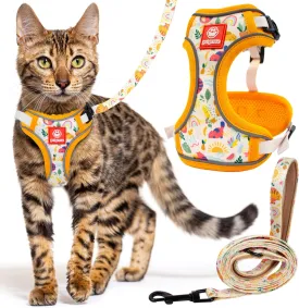 Cat Harness and Leash Set for Walking, Escape Proof Vest Harnesses for Cats, Breathable Mesh with Reflective Strips - (Modern Cat), XX-Small