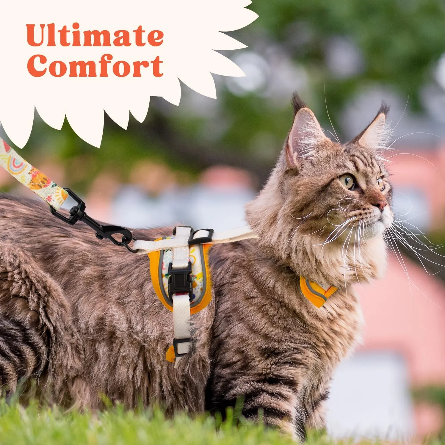 Cat Harness and Leash Set for Walking, Escape Proof Vest Harnesses for Cats, Breathable Mesh with Reflective Strips - (Modern Cat), XX-Small