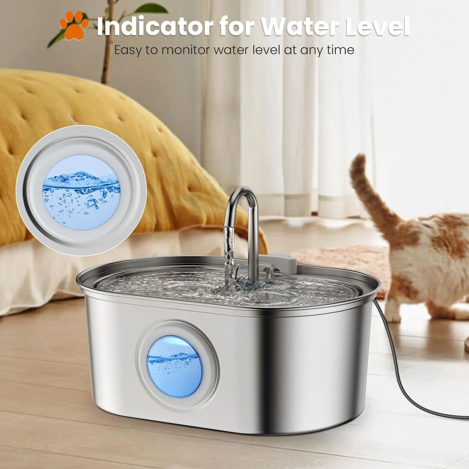 Cat Water Fountain Stainless Steel, 0.8gal/108oz Pet Fountain with 3 Filters & Quiet Pump, Automatic Dog Water Dispenser Bowl, Ideal for Multi-pet Homes, Fresh & Clean Water for Cats and Dogs