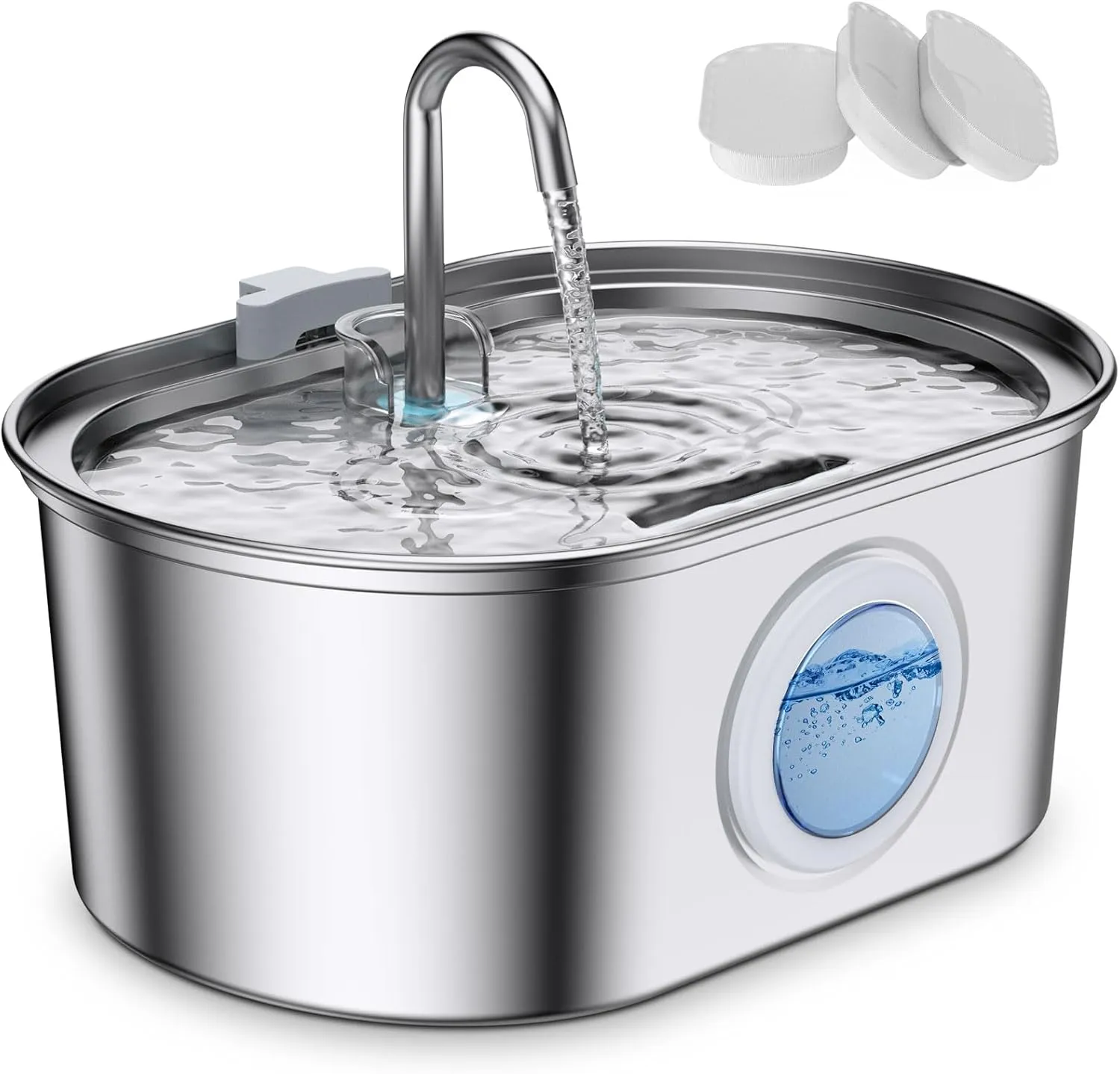Cat Water Fountain Stainless Steel, 0.8gal/108oz Pet Fountain with 3 Filters & Quiet Pump, Automatic Dog Water Dispenser Bowl, Ideal for Multi-pet Homes, Fresh & Clean Water for Cats and Dogs