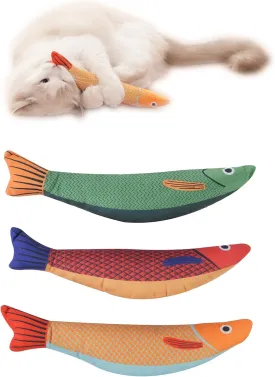Catnip Toy for Cats,with Catnip Filled Fishes Cat Toy, Cat Teething Chew Toy, 3 in Pack