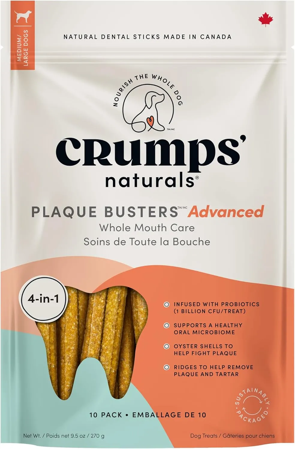 Crumps' Naturals Plaque Busters Advanced - Whole Mouth Care Dental Sticks 9.5oz