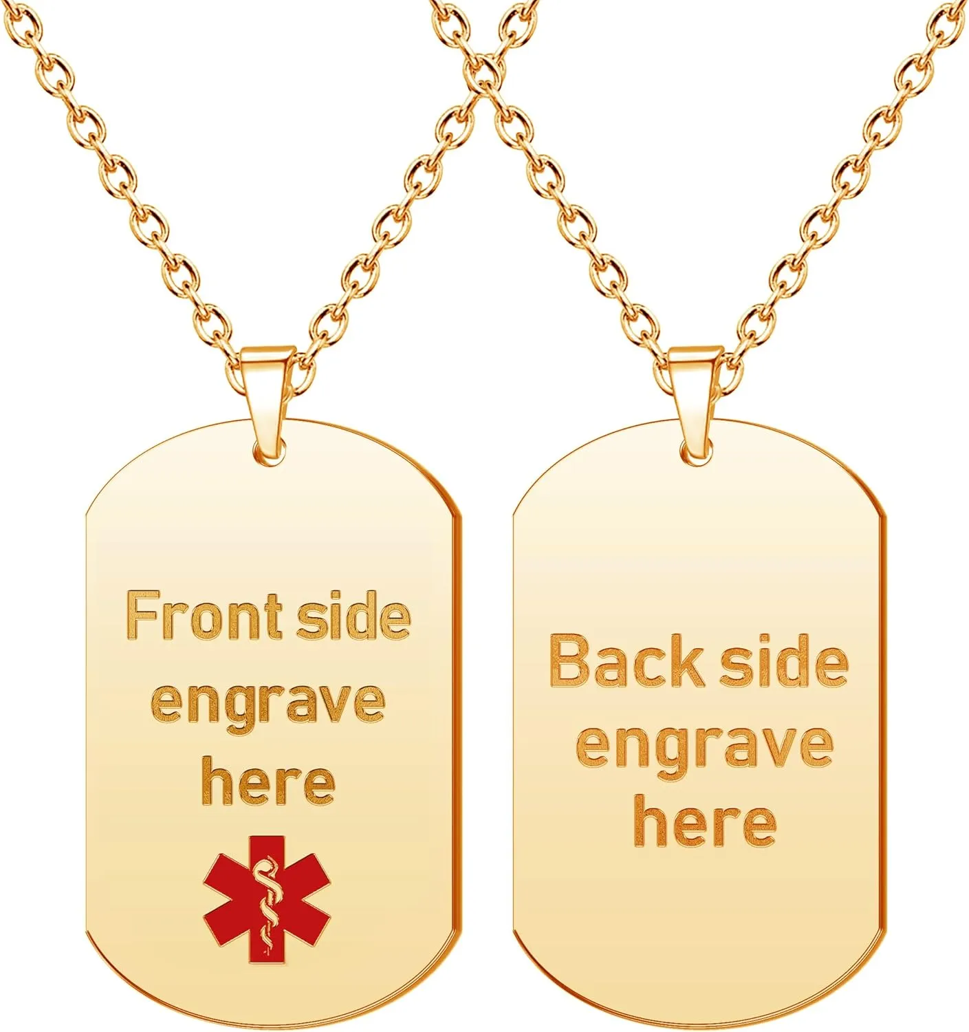 Custom Medical Alert Necklace for Men Women Personalized Stainless Steel Awareness Engraved ID Emergency Dog Tag Pendant Medical Alert Jewelry