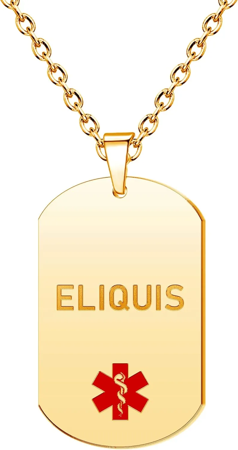 Custom Medical Alert Necklace for Men Women Personalized Stainless Steel Awareness Engraved ID Emergency Dog Tag Pendant Medical Alert Jewelry