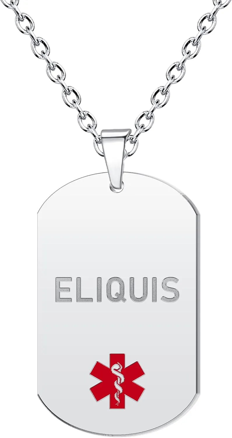 Custom Medical Alert Necklace for Men Women Personalized Stainless Steel Awareness Engraved ID Emergency Dog Tag Pendant Medical Alert Jewelry