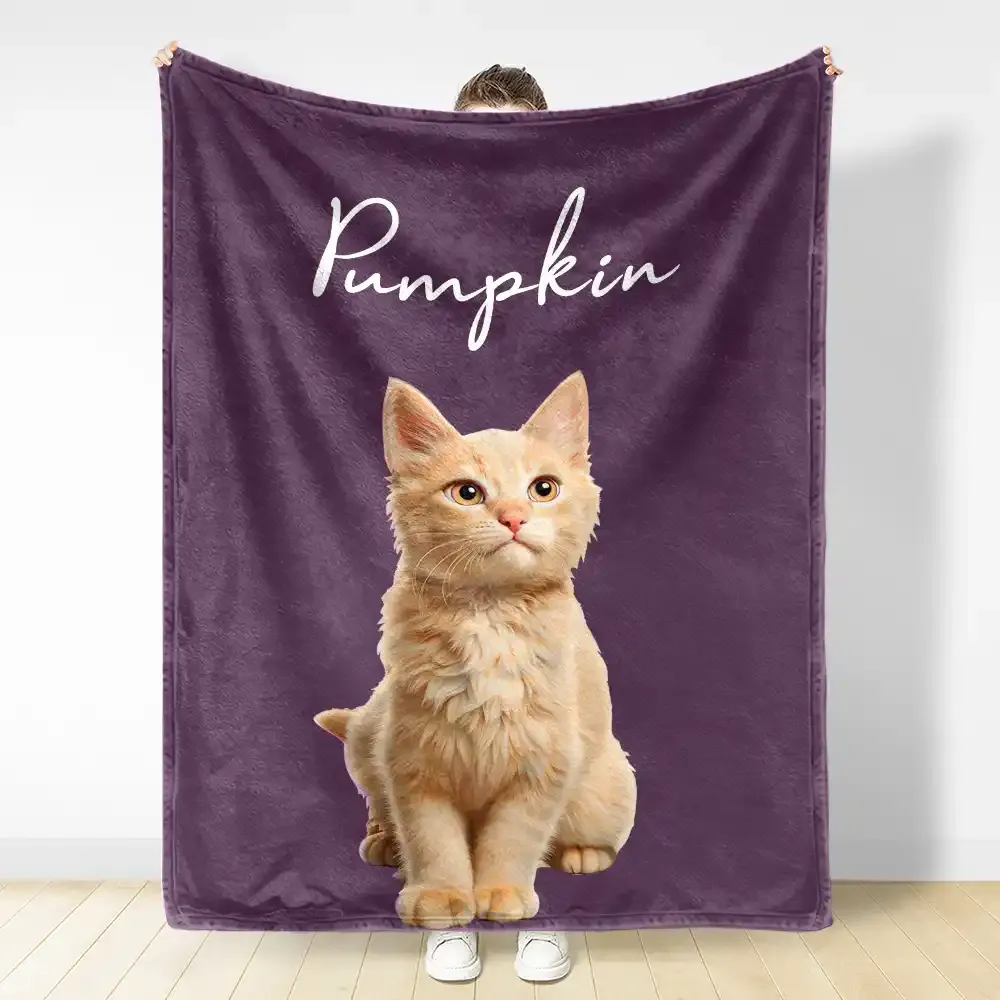 Custom Photo Cartoon Portrait Dog Cat - Personalized Fleece Blanket, Sherpa Blanket