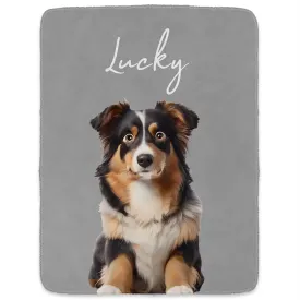 Custom Photo Cartoon Portrait Dog Cat - Personalized Fleece Blanket, Sherpa Blanket