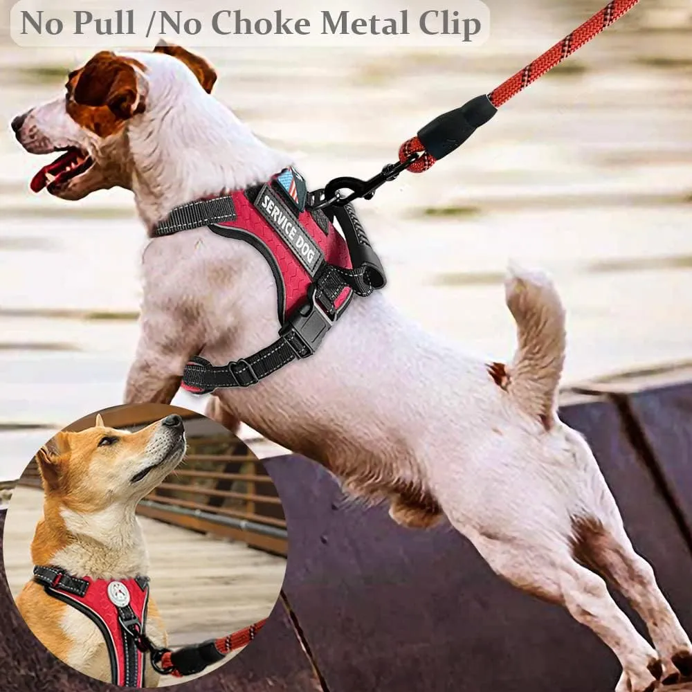 Cymiler Service Dog Vest,No-Pull Dog Harness and Leash Set,Adjustable Oxford Reflective Service Dog Vest Harness with Handle for Outdoor Walking Training,Easy Control for Small Medium Large Dogs