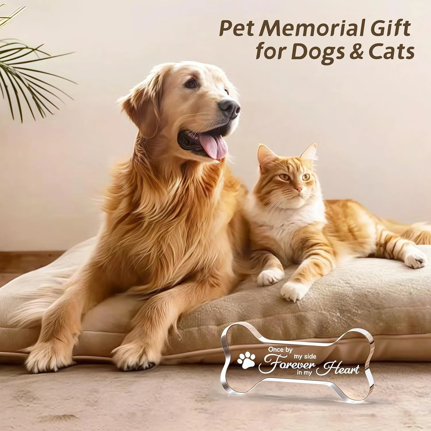 Cynlsum Pet Memorial Ornament Remembrance Gifts Loss of Dog Cat Sympathy Gift Crystal Bone Shape Decor Ornament for Dogs Puppy Keepsake