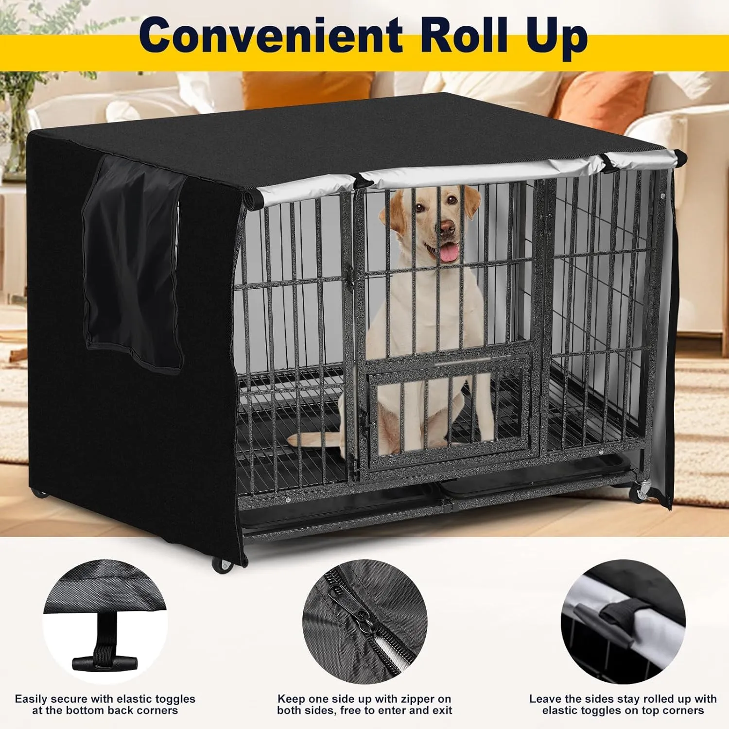 DEROFIT Dog Crate Cover for 43 Inches Wire Cage, 43L x 29W x 30H inch Heavy Duty Lattice Pet Kennel Covers for Medium Metal Crate, Heavy Duty Oxford Fabric, Machine Wash