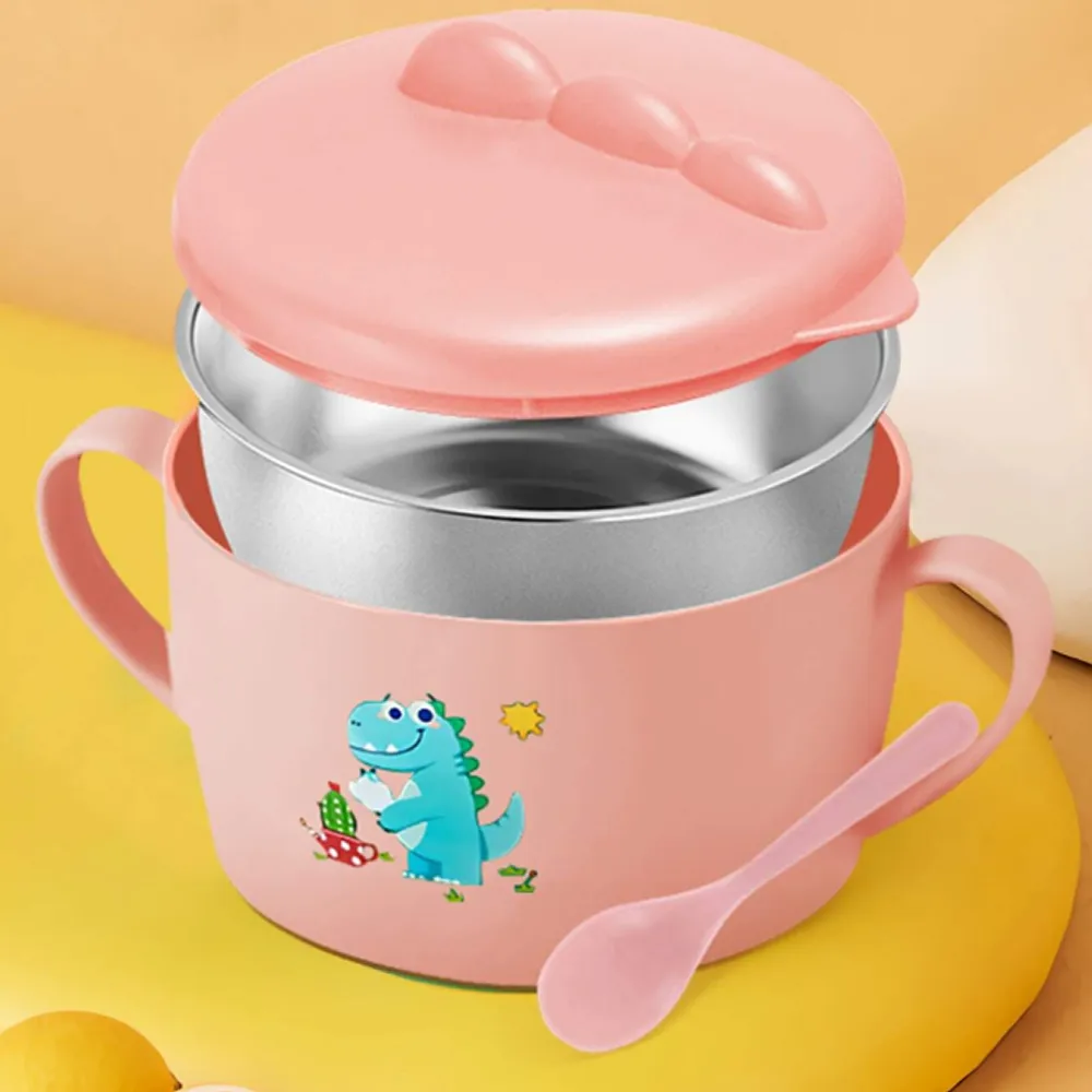 Dinosaur Shaped Double-Layer Insulation Thermal Bowl With Spoon My-625