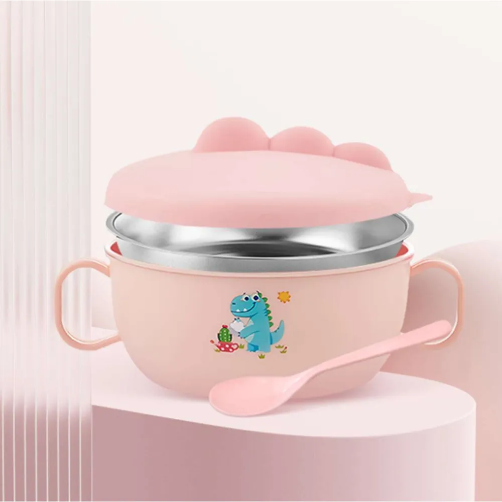 Dinosaur Shaped Double-Layer Insulation Thermal Bowl With Spoon My-625
