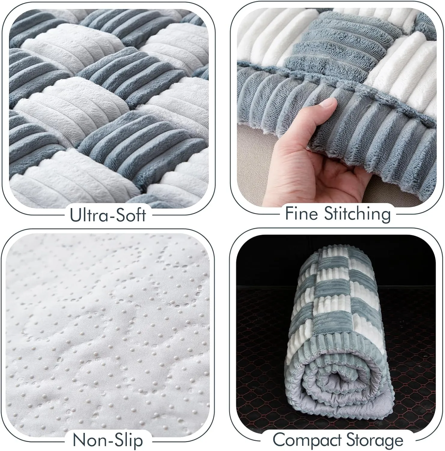 Dog Bed for Car, Large Travel Mattress, Non-Slip Washable Backseat Cover, Fits Hatchback/SUV/Trunk/Sedan (Grey&White, 24.8"x54")