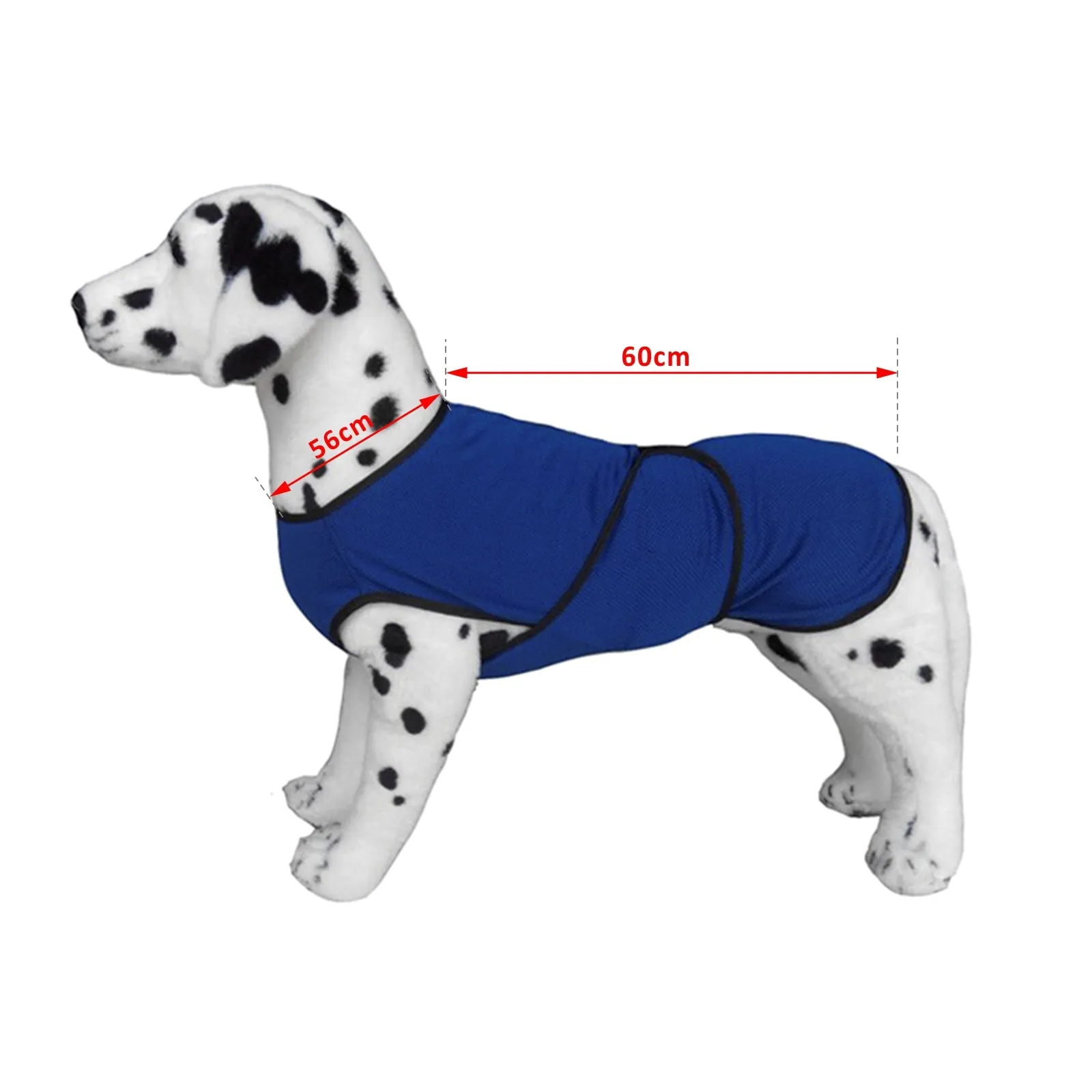 Dog Cooling Coat, Adjustable Size, Back Length 60 cm, Polyester-Blue