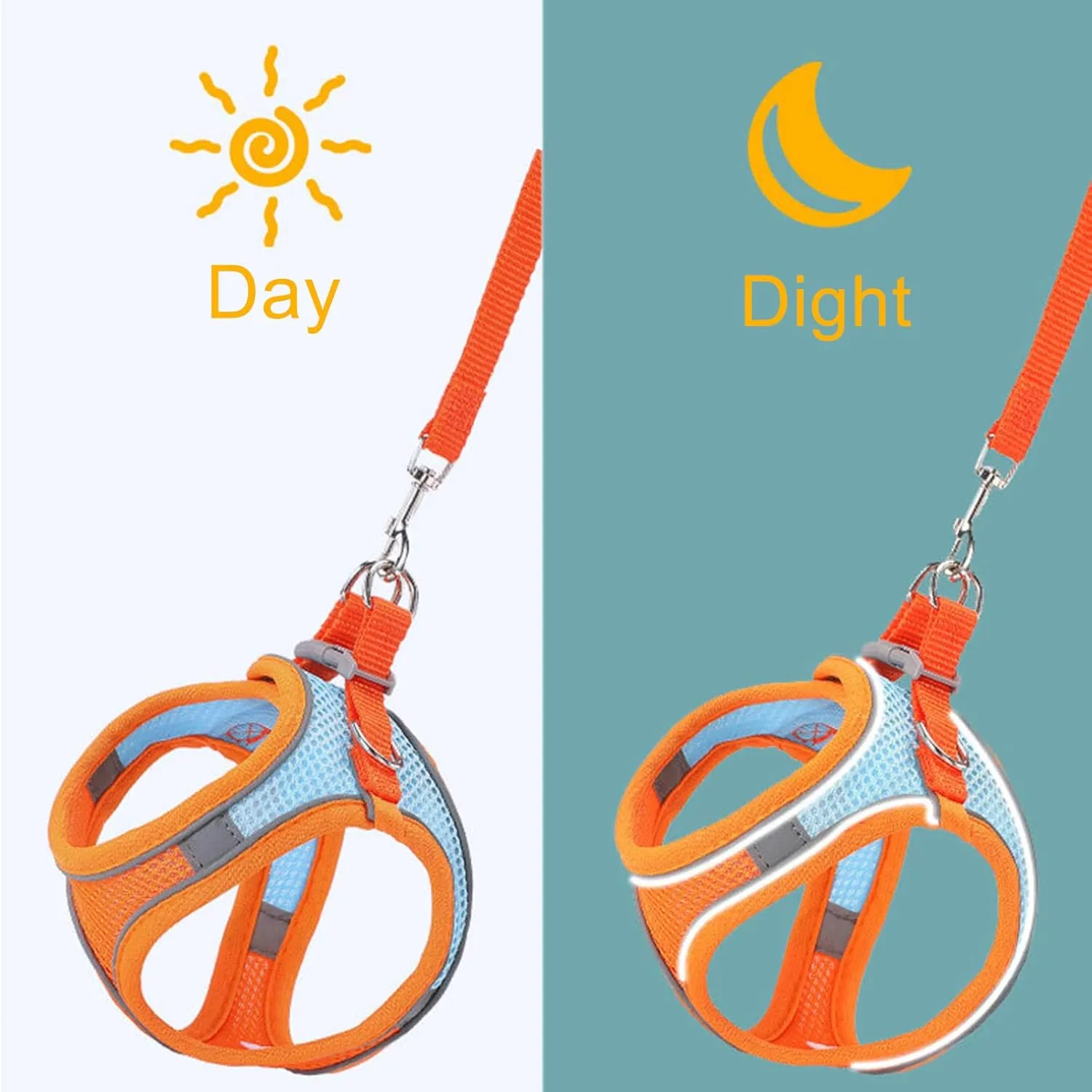 Dog Leash with Handle Soft Mesh Dog Harness and Leash Set for Walking Step Harness Reflective Adjustable Leash Vest Comfortable Dog Leash Dog Harness Neon