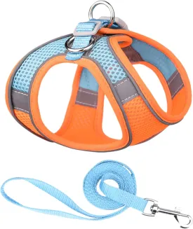 Dog Leash with Handle Soft Mesh Dog Harness and Leash Set for Walking Step Harness Reflective Adjustable Leash Vest Comfortable Dog Leash Dog Harness Neon