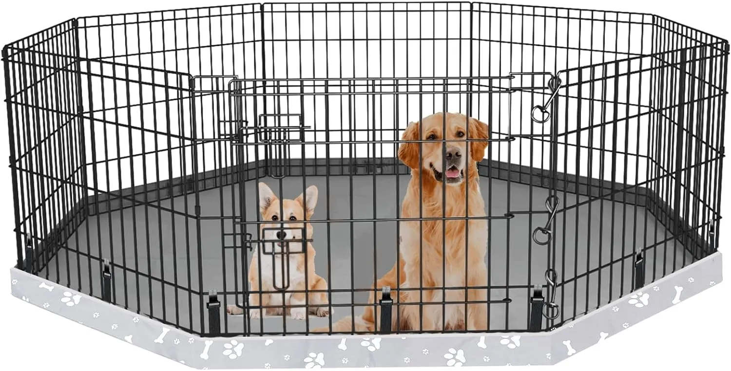 Dog Playpen Bottom Pad Fits for 24 Inch 8 Panels Regular Octagon Metal Exercise Pet Playpen, Dog Crate Pad Puppy Playpen Pad. (Note: Playpen Not Included) -Gray