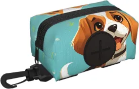 Dog Poop Bag Holder For Leash, Lightweight Dispenser For Pet Waste Bags Cartoon Beagle Dog Puppy Potty Carrier Small Doggy Zipper Pouch With Carabiner Clip