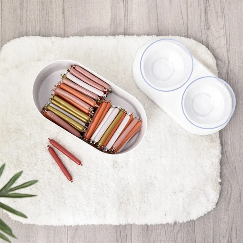 Double Pet Bowl Feeder with Storage Space