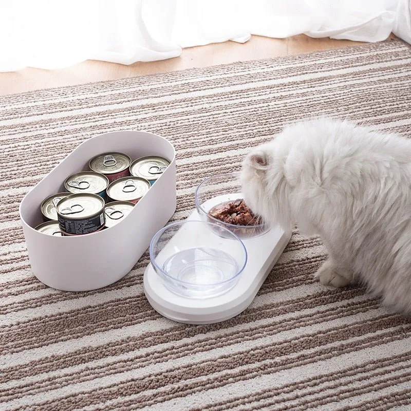 Double Pet Bowl Feeder with Storage Space