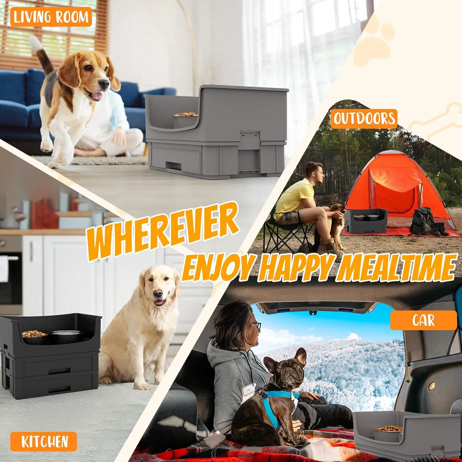 Elevated Adjustable Dog Bowl - Anti-Splash Raised Feeder with Non-Slip Base, Spill-Proof Height Adjustable Pet Food Bowls for Large Medium Small Dogs, Ergonomic Durable Stainless Steel Stand