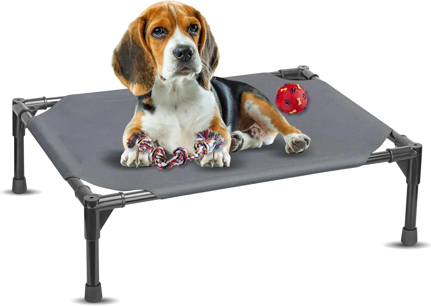Elevated Dog Bed Raised Dog Bed Cot Bed Small Medium Large Dogs Outdoor Cooling Pet Cat Bed Breathable Mesh Washable (Medium, Grey, 32''L x 25''W)