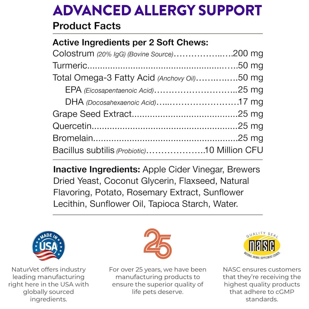 Evolutions by NaturVet Advanced Allergy Support Soft Chews for Dogs, 90 count