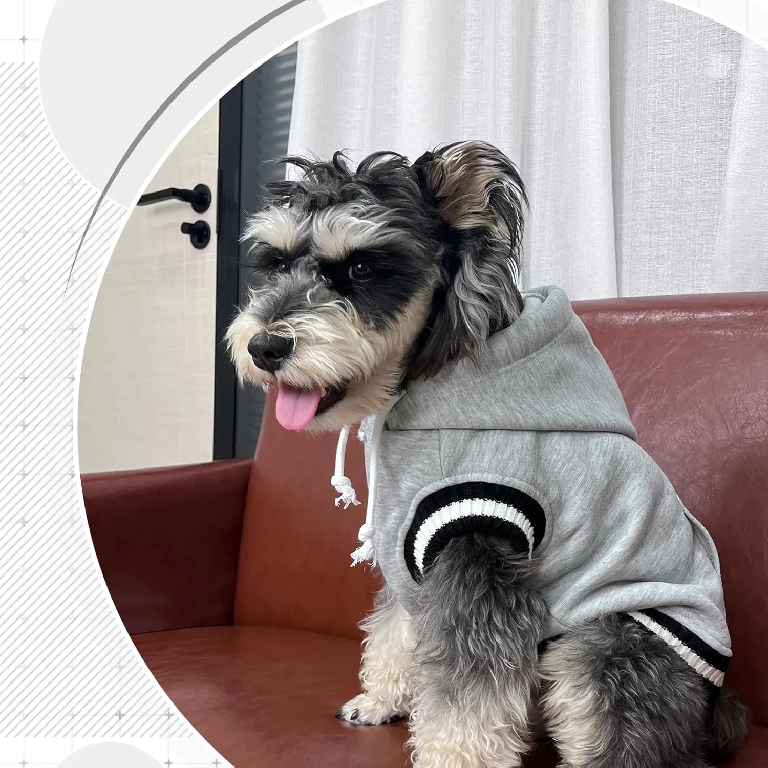 FUAMEY Dog Hoodie for Wooden Dogs Winter Fast Sweaters Pet Soft Warm Sweatshirt Dog Clothes with Pocket Soft Motivated Christmas Outfit with Leash Hole for Small Medium Large Dogs Grey