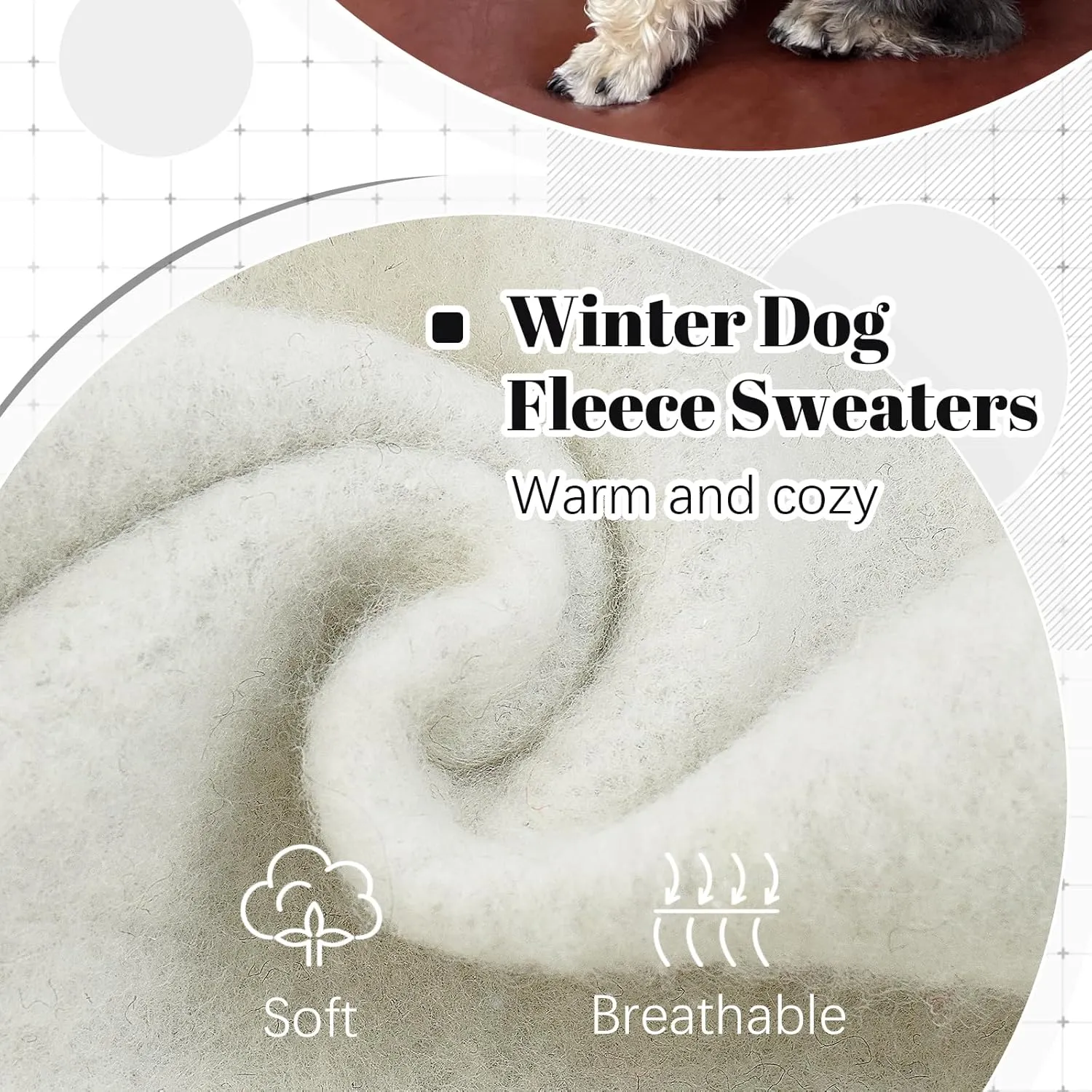 FUAMEY Dog Hoodie for Wooden Dogs Winter Fast Sweaters Pet Soft Warm Sweatshirt Dog Clothes with Pocket Soft Motivated Christmas Outfit with Leash Hole for Small Medium Large Dogs Grey