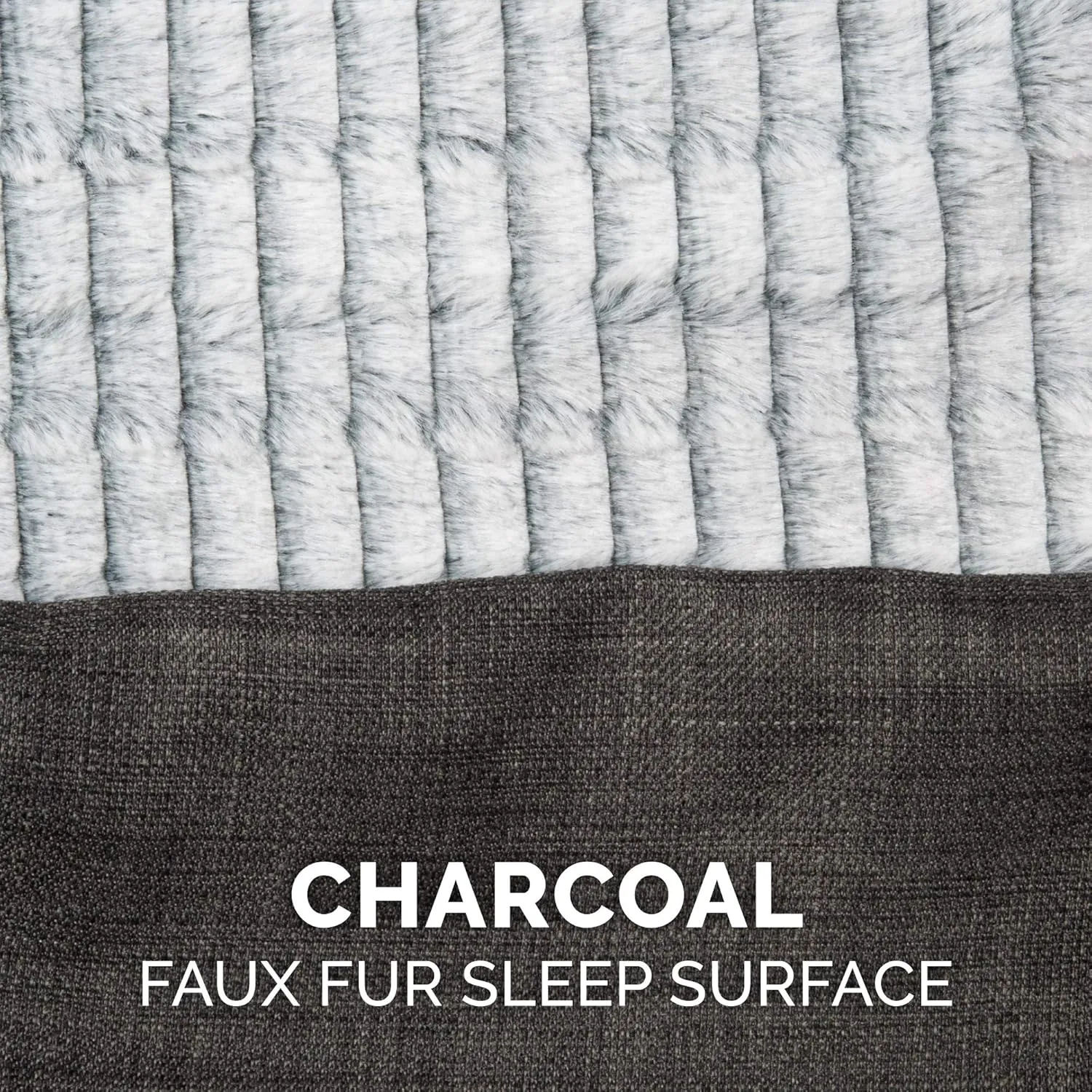 Furhaven Memory Foam Dog Bed for Medium/Small Dogs w/ Removable Bolsters & Washable Cover, For Dogs Up to 35 lbs - Luxe Faux Fur & Performance Linen Sofa - Charcoal, Medium