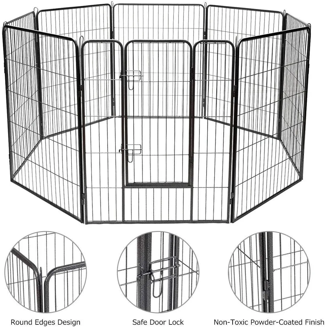 Giantex 40" 16/8 Panel Pet Playpen with Door, Foldable Dog Exercise Pen, Portable Free-Standing Cat Fence, for Outdoor & Outdoor, Metal Dog Puppy Cat Exercise Fence Barrier Kennel (8 Panels, 40'')
