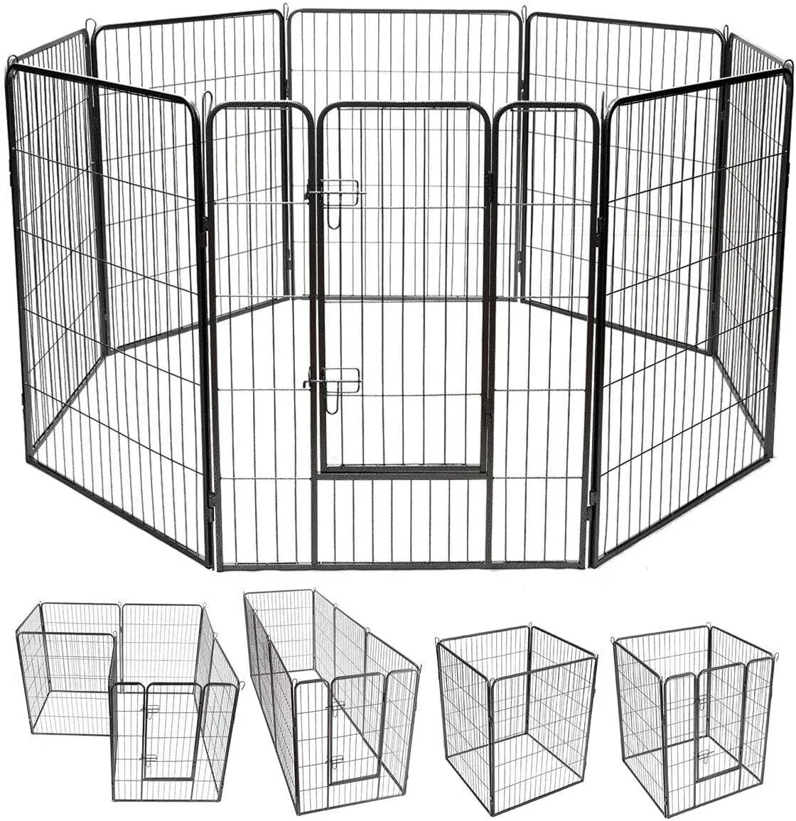 Giantex 40" 16/8 Panel Pet Playpen with Door, Foldable Dog Exercise Pen, Portable Free-Standing Cat Fence, for Outdoor & Outdoor, Metal Dog Puppy Cat Exercise Fence Barrier Kennel (8 Panels, 40'')